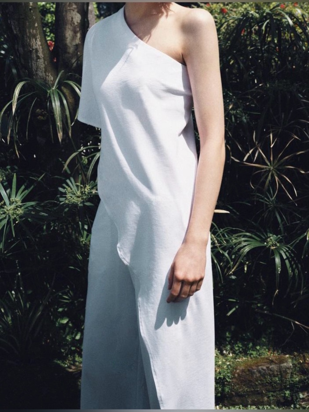 ZARA One-Shoulder White Asymmetric Long Top - Size S - NEW - Picture 2 of 8